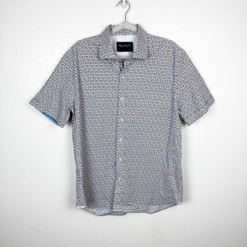 Robert Graham Landen Tailored Fit Shirt Blue Pink Rose Print Cotton Size 2XL